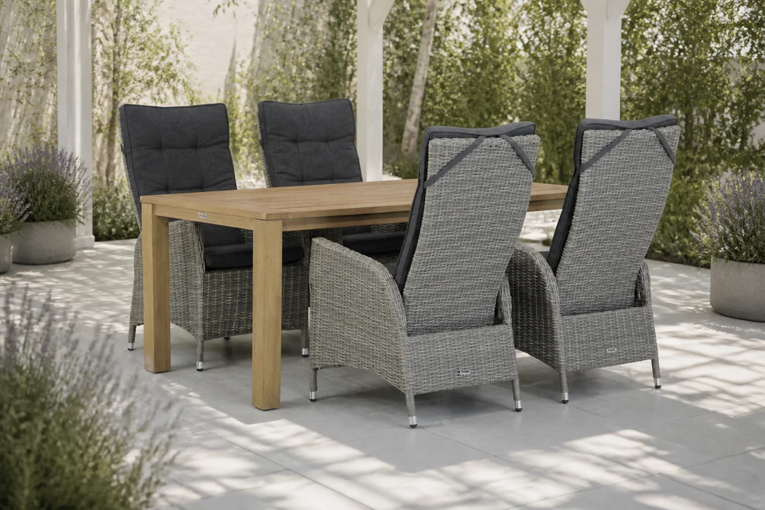 Sfeerfoto van Garden Collections Lincoln/Bristol 180 cm dining tuinset 5-delig – Grijs-antraciet