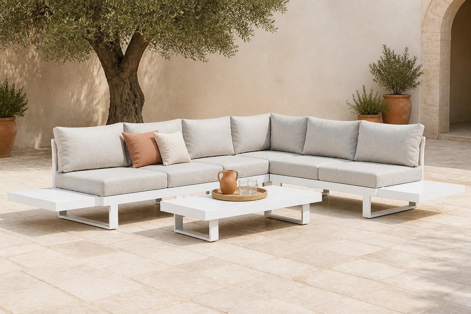 Sfeerfoto van Lifestyle Garden Furniture Lorenzo hoek loungeset 7-delig – Wit