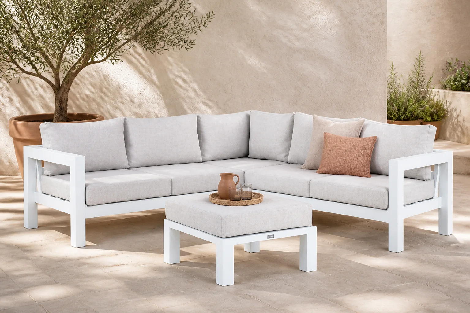Sfeerfoto van Lifestyle Garden Furniture Luca hoek loungeset 4-delig – Wit
