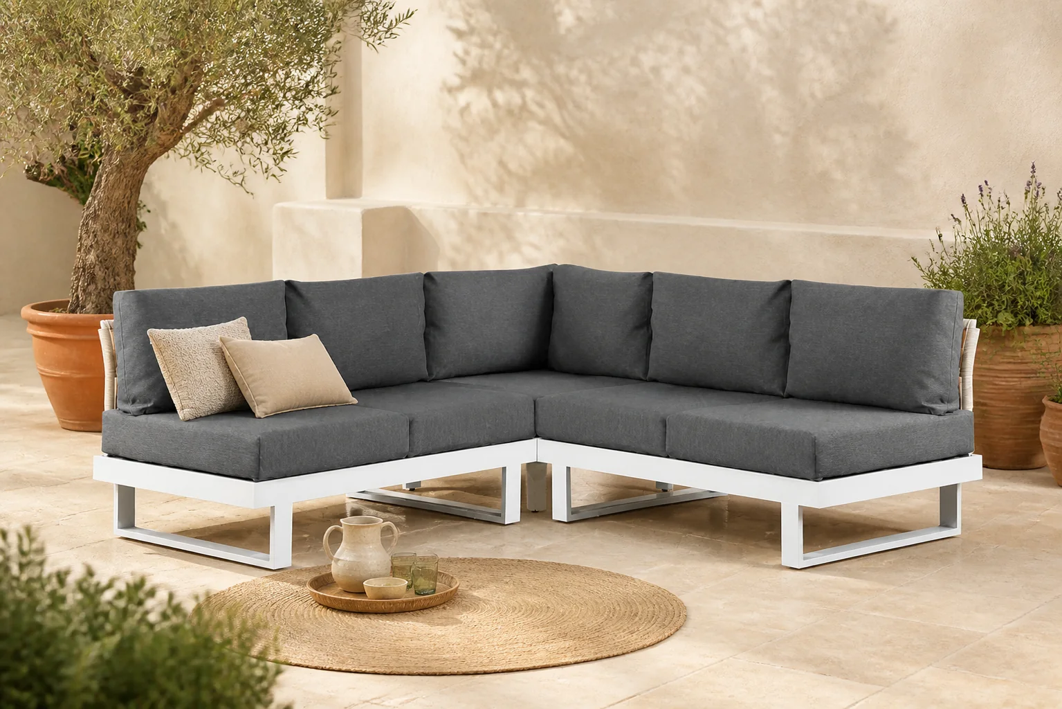 Sfeerfoto van Lifestyle Garden Furniture Lorenzo hoek loungeset 3-delig – Wit