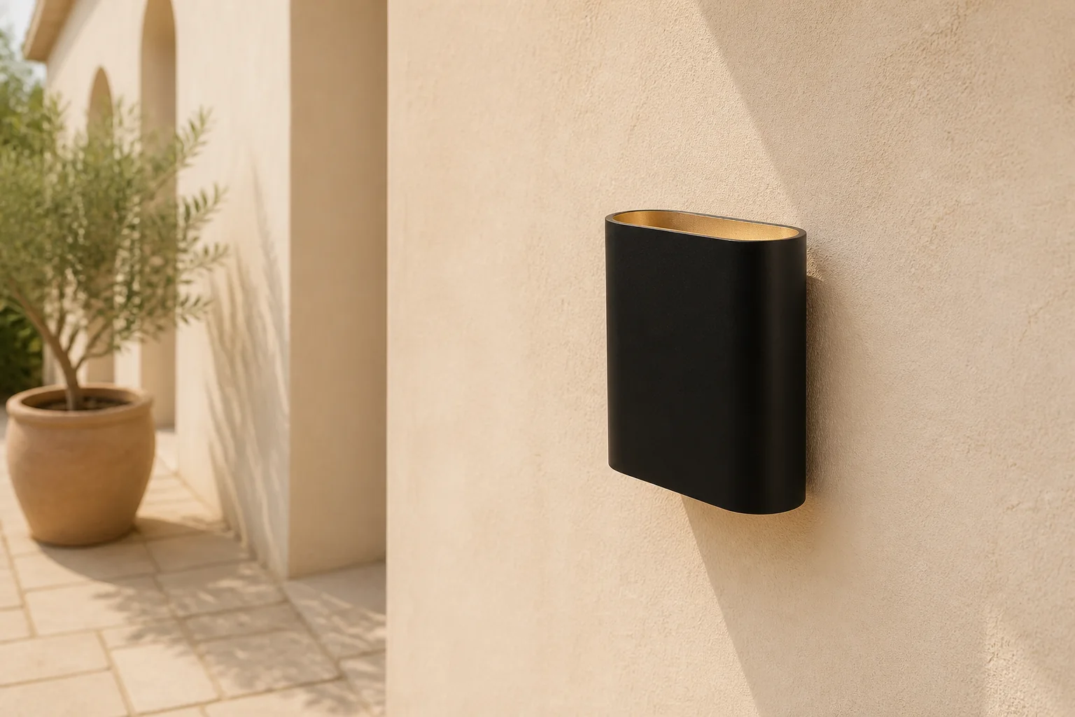 Sfeerfoto van Lucide ATILA wandlamp Binnen/Buiten Adapter/lichtnet – Zwart
