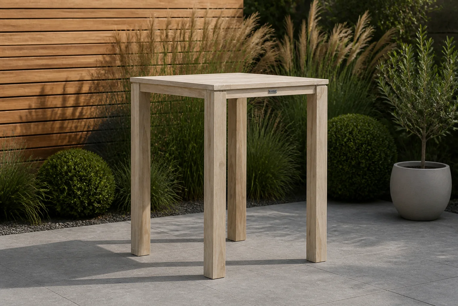 Sfeerfoto van Garden Collections Brighton bartafel 80 x 80 cm – Old teak greywash