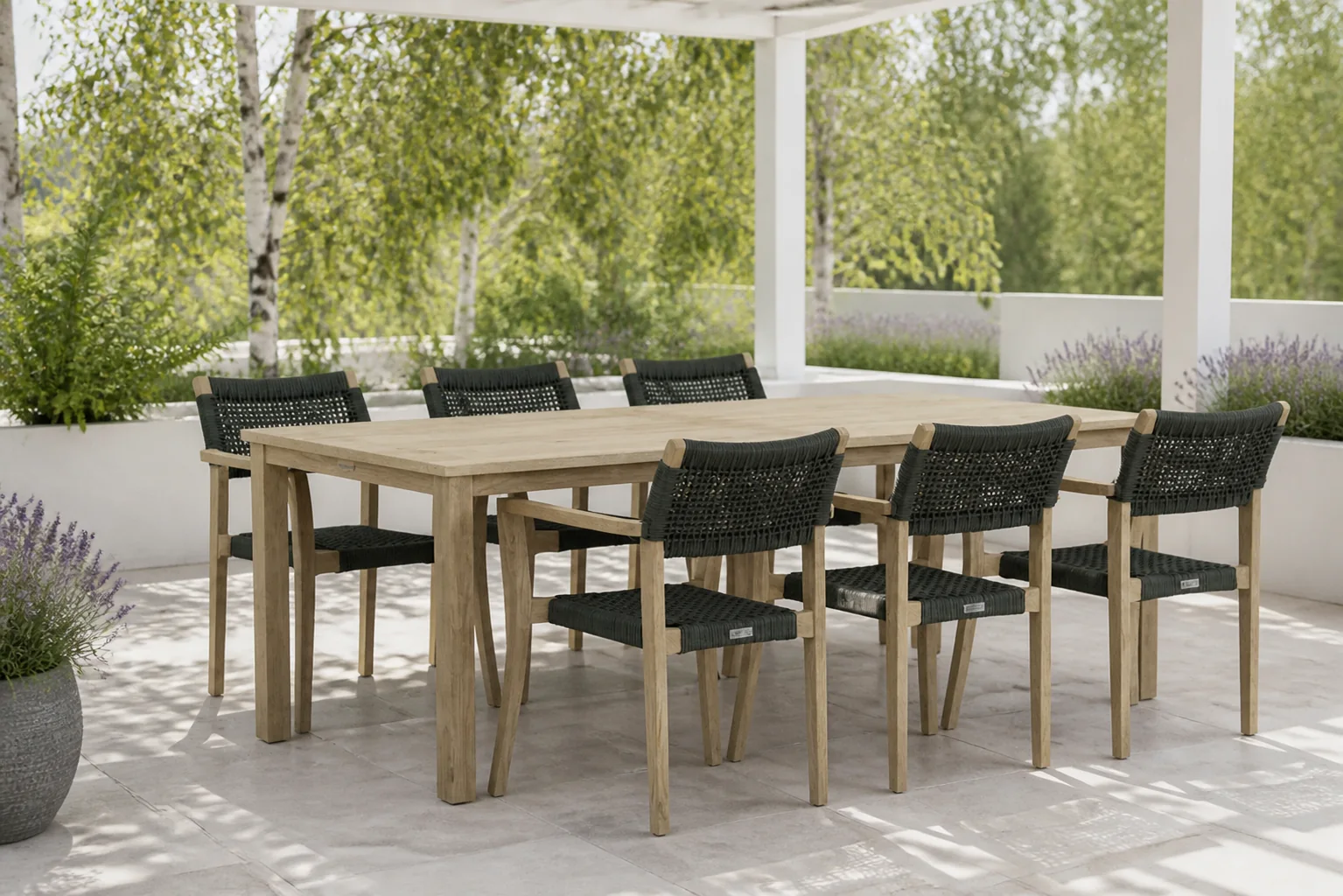 Sfeerfoto van Lifestyle Garden Furniture Dallas/Weston 210 cm dining tuinset 7-delig – Groen