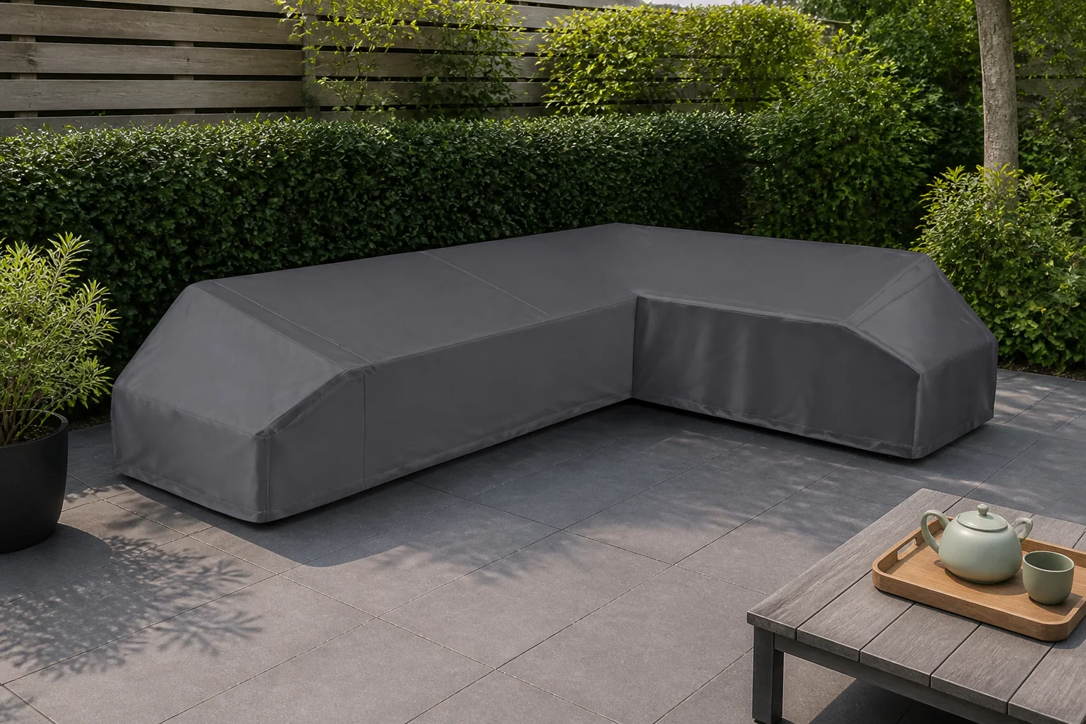 Sfeerfoto van Platinum AeroCover | Loungesethoes 350 x 275 x 90 x 30-45-70(h) | L-Platform Rechts