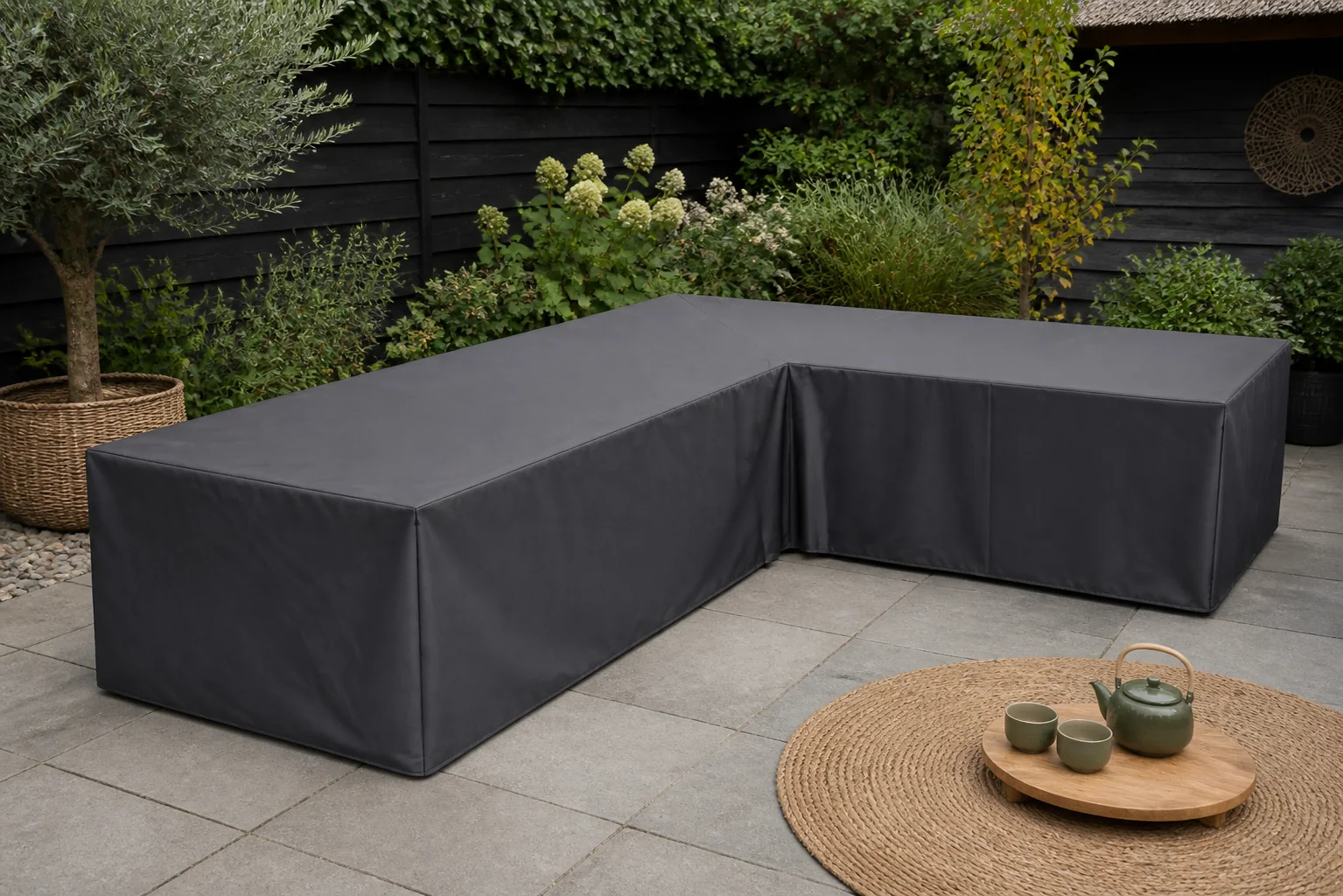 Sfeerfoto van Platinum AeroCover | Loungesethoes 355 x 275 x 100 x 70(h) | L-vorm Rechts