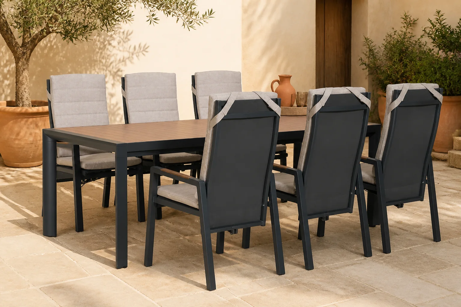 Sfeerfoto van Lifestyle Garden Furniture Vivaro/Allungo dining tuinset 7-delig – Grijs-antraciet