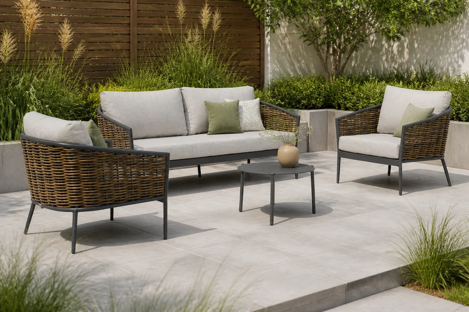 Sfeerfoto van Coco Lanai/Pacific 60 stoel-bank loungeset 4-delig – Transparant