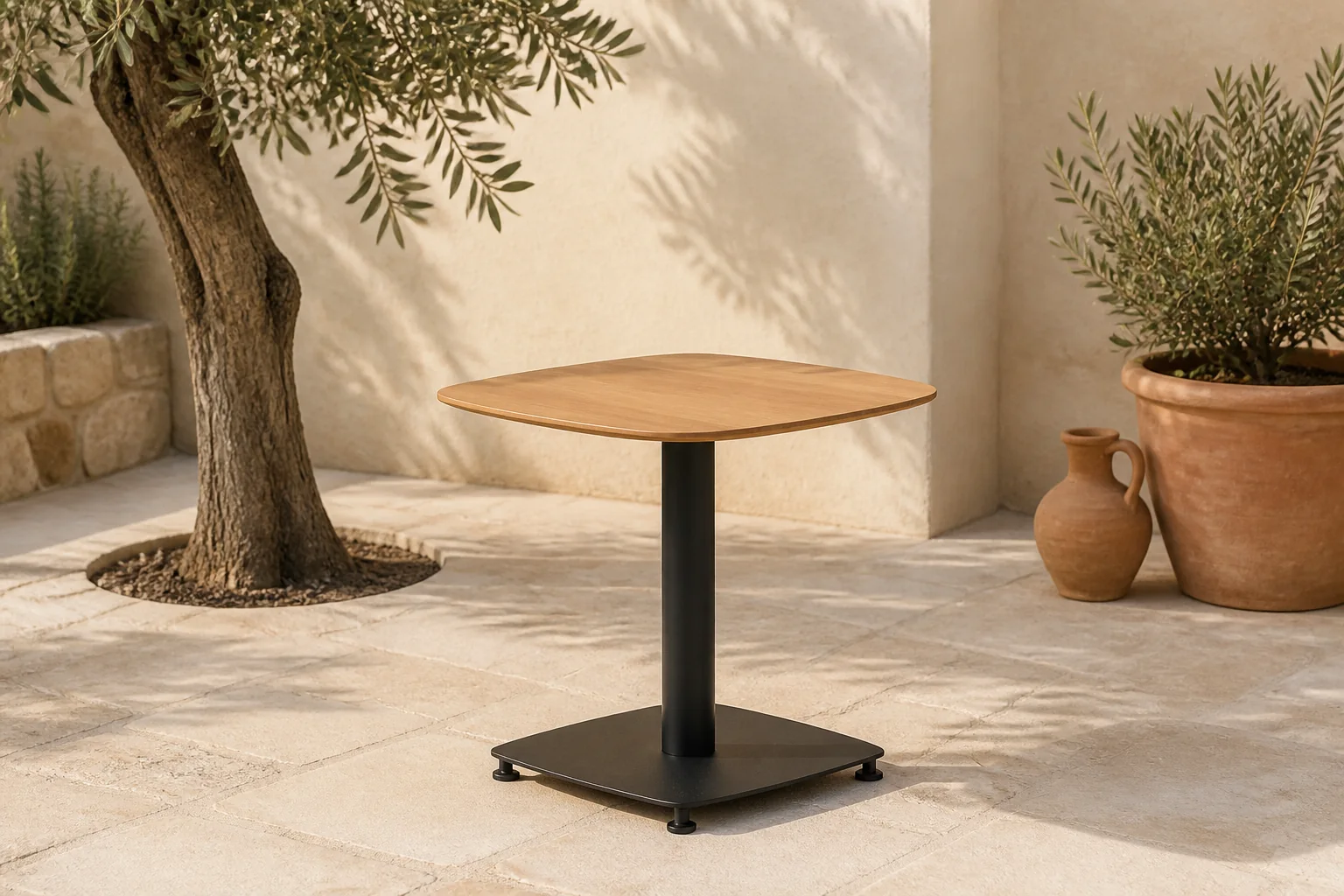 Sfeerfoto van Garden impressions Leon Bijzettafel Teak Look 50x50x49 cm – bruin;zwart