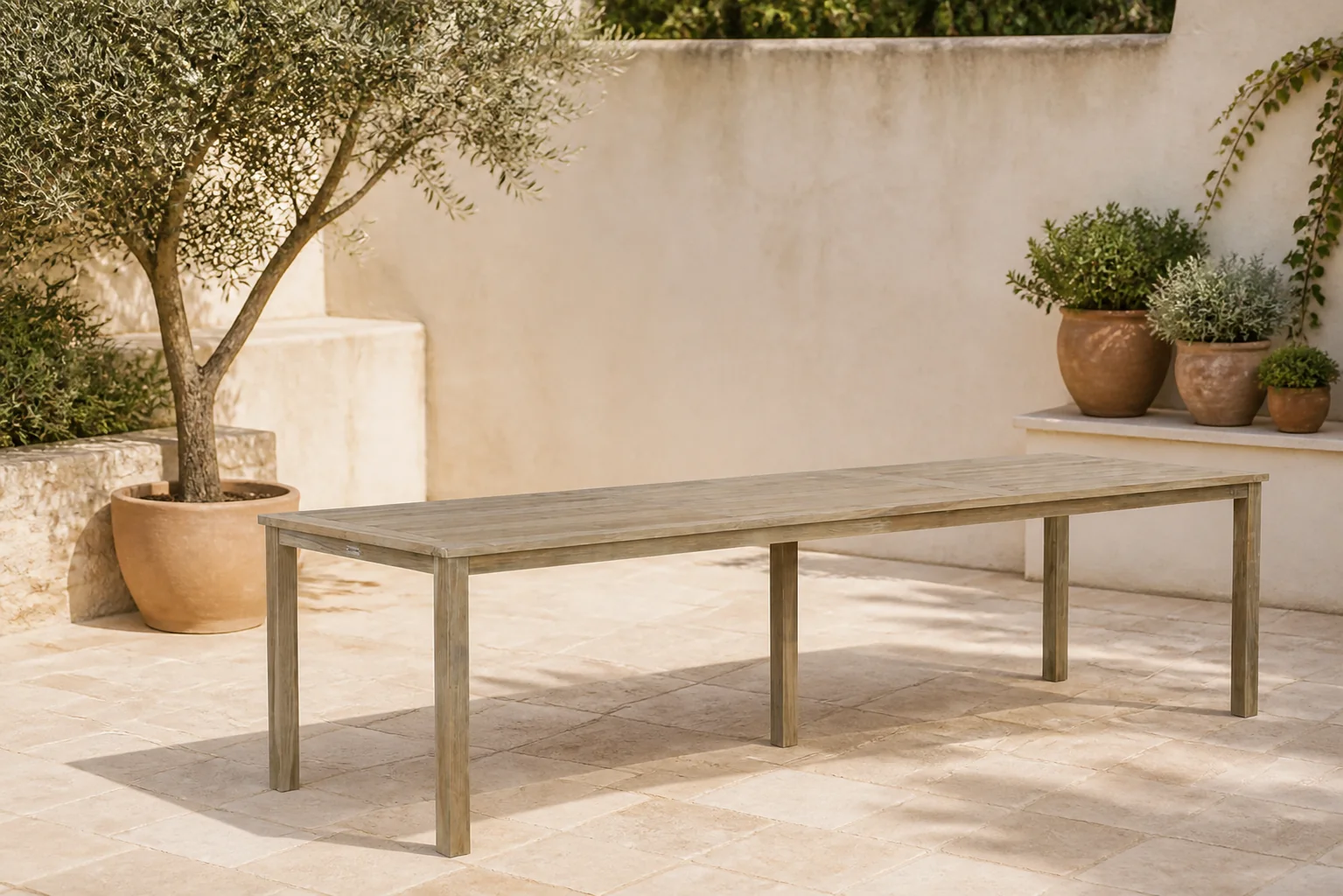 Sfeerfoto van Garden Collections Weston dining tuintafel 300 x 90 cm – Old teak greywash
