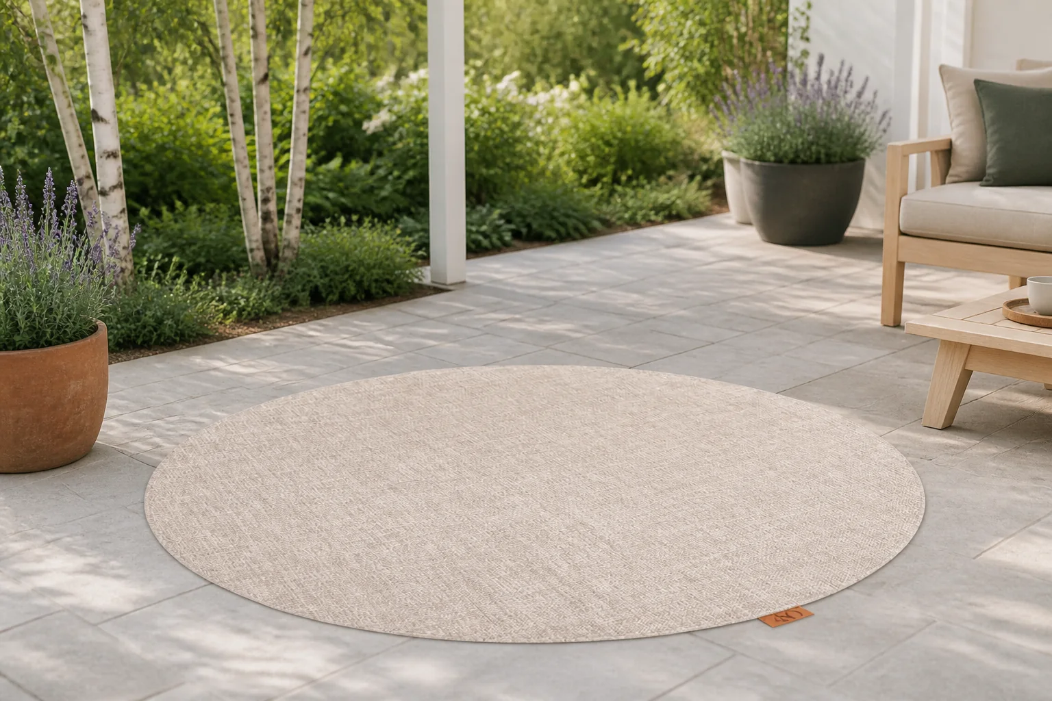Sfeerfoto van 4 Seasons Outdoor | Outdoor Vloerkleed Ø150 cm | Oyster