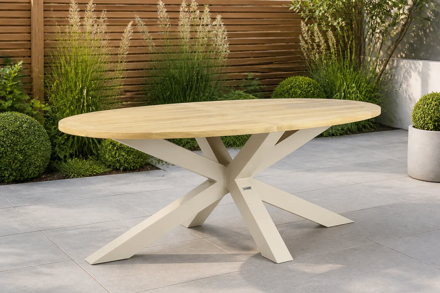 Sfeerfoto van Lifestyle Garden Furniture Brookline dining tuintafel 200 x 110 cm – Taupe-naturel-bruin