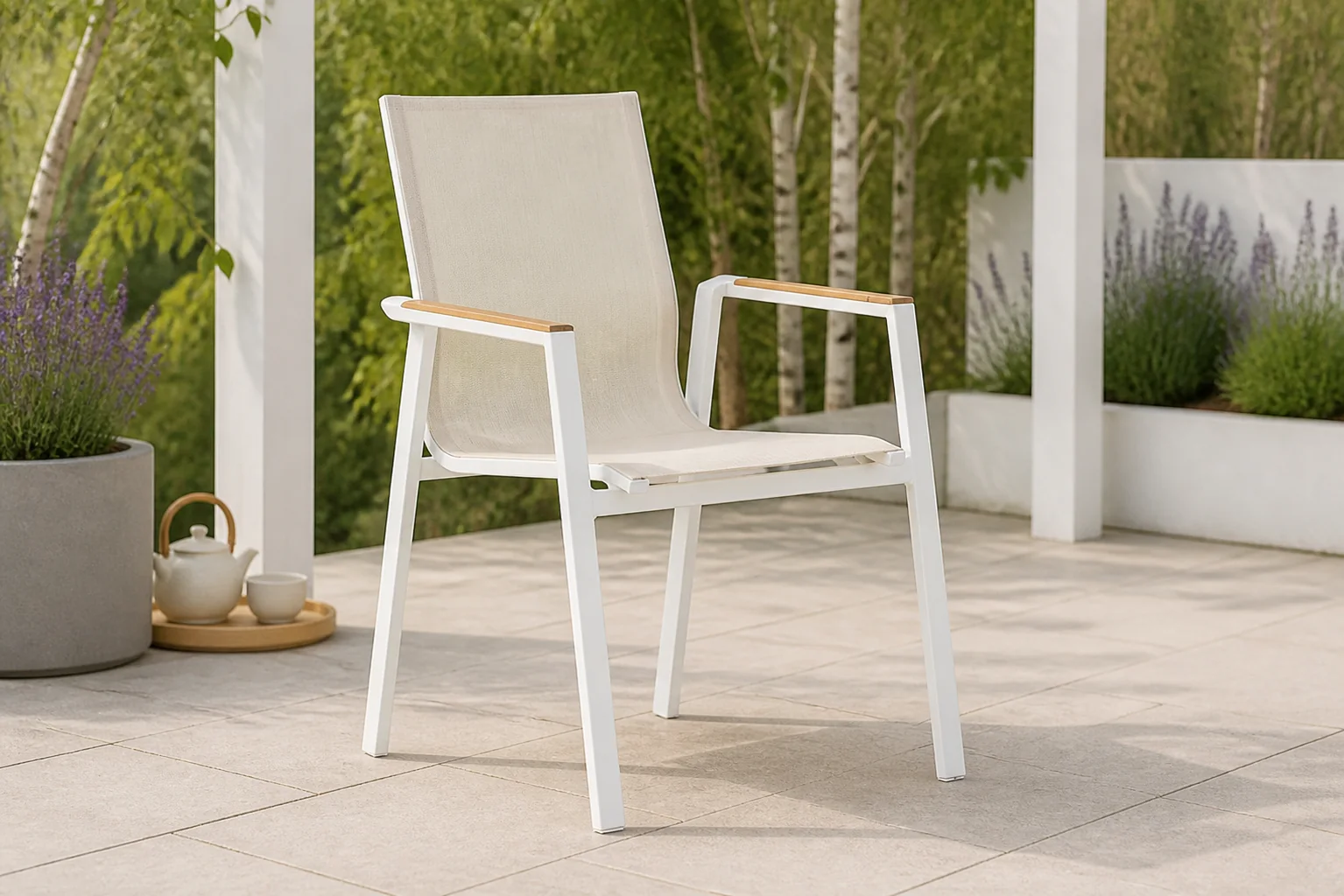 Sfeerfoto van Lifestyle Garden Furniture Fiora dining tuinstoel – Wit
