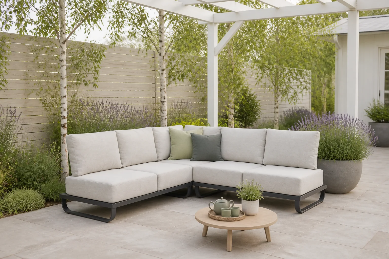 Sfeerfoto van Lifestyle Garden Furniture Venice hoek loungeset 3-delig – Grijs-antraciet