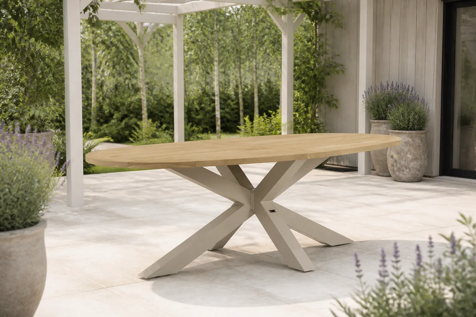 Sfeerfoto van Lifestyle Garden Furniture Brookline dining tuintafel 240 x 120 cm – Taupe-naturel-bruin