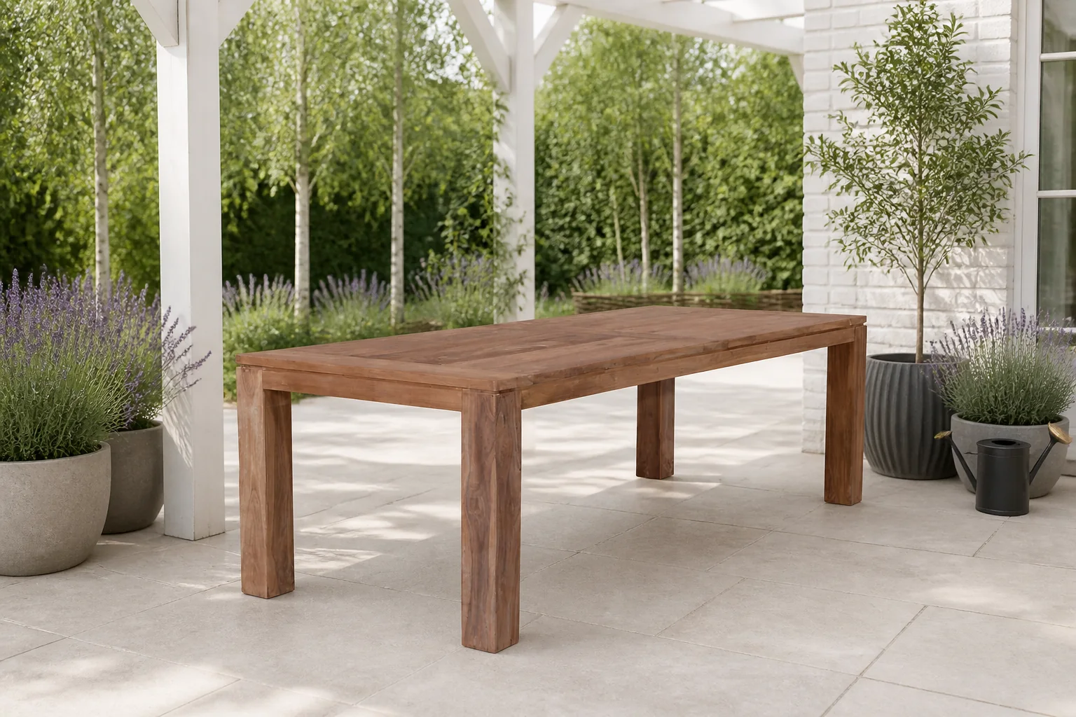 Sfeerfoto van Garden impressions Mexico Tafel 240X100X76cm Natural Teak Poten 12X12cm – hout