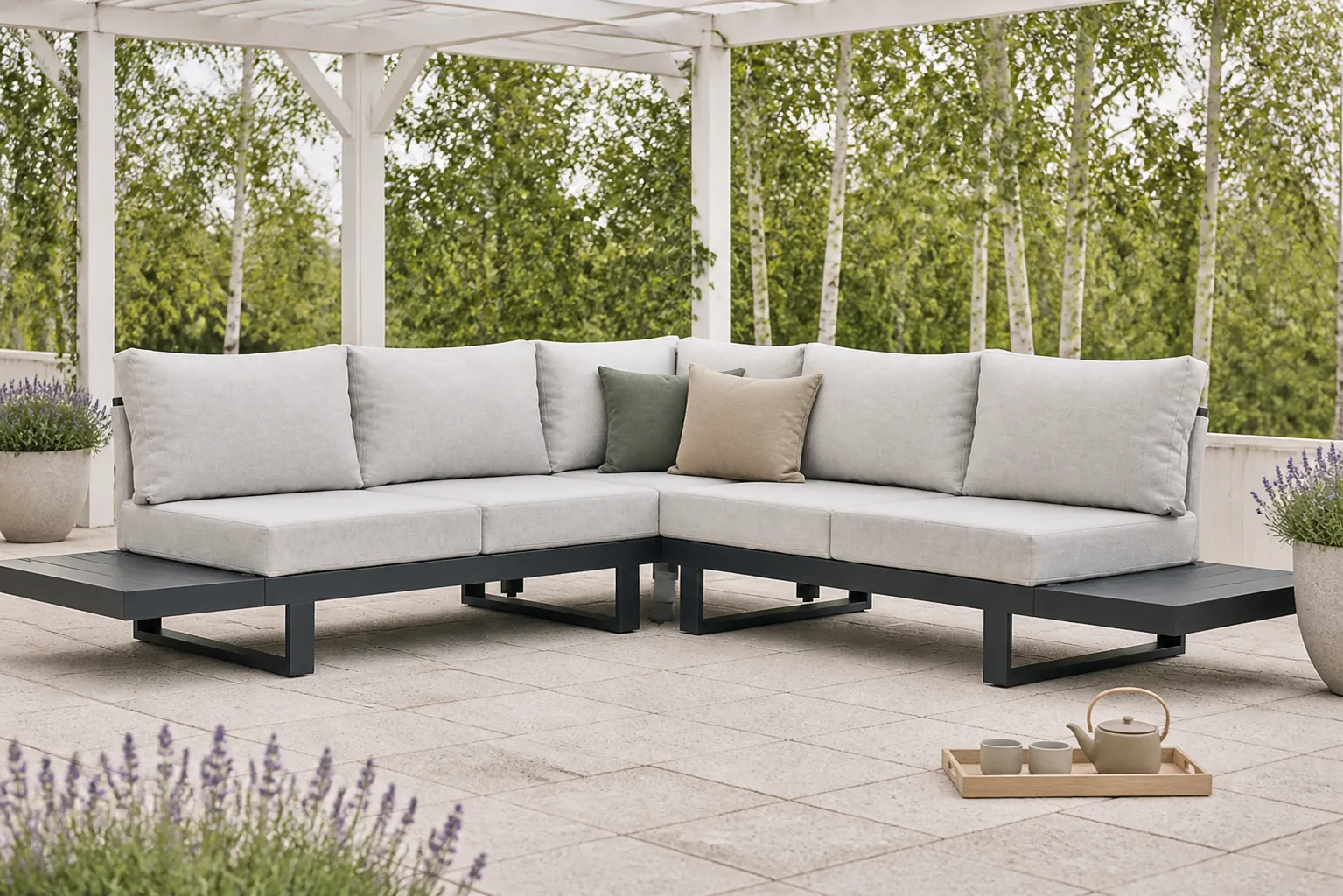 Sfeerfoto van Lifestyle Garden Furniture Lorenzo hoek loungeset 5-delig – Grijs-antraciet