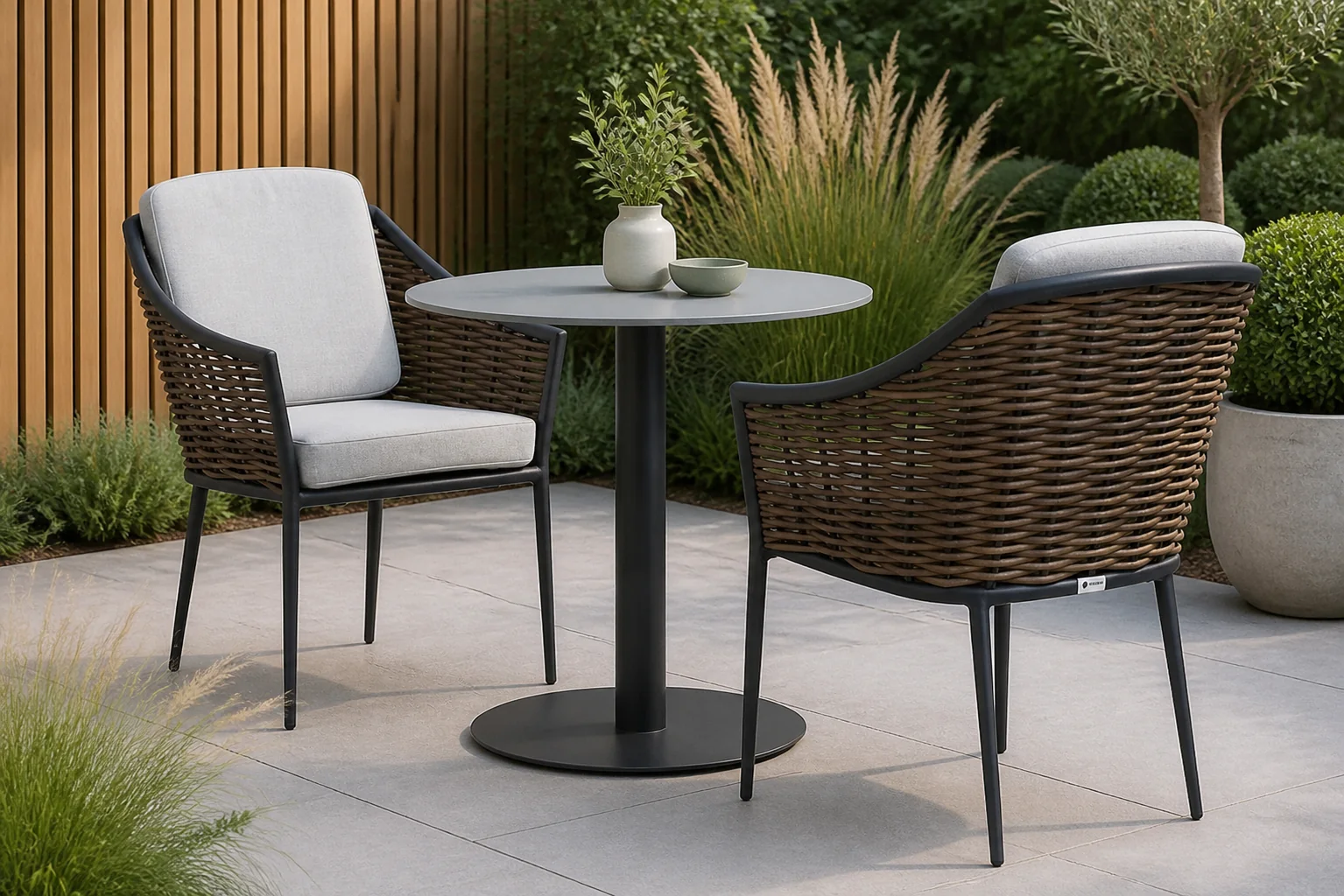 Sfeerfoto van Coco Olivine/Como 70 cm bistroset 3-delig – Grijs-antraciet
