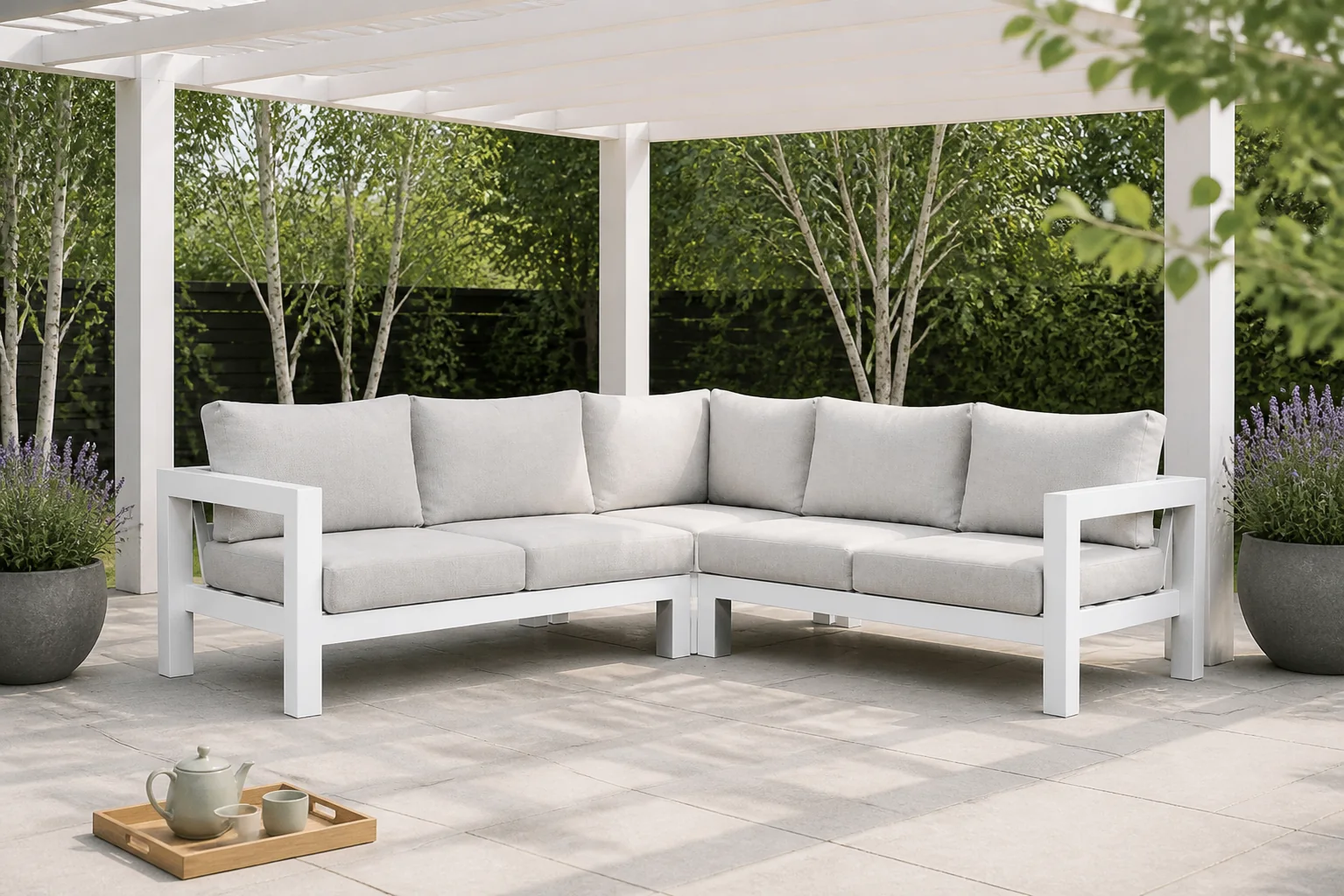 Sfeerfoto van Lifestyle Garden Furniture Luca hoek loungeset 3-delig – Wit