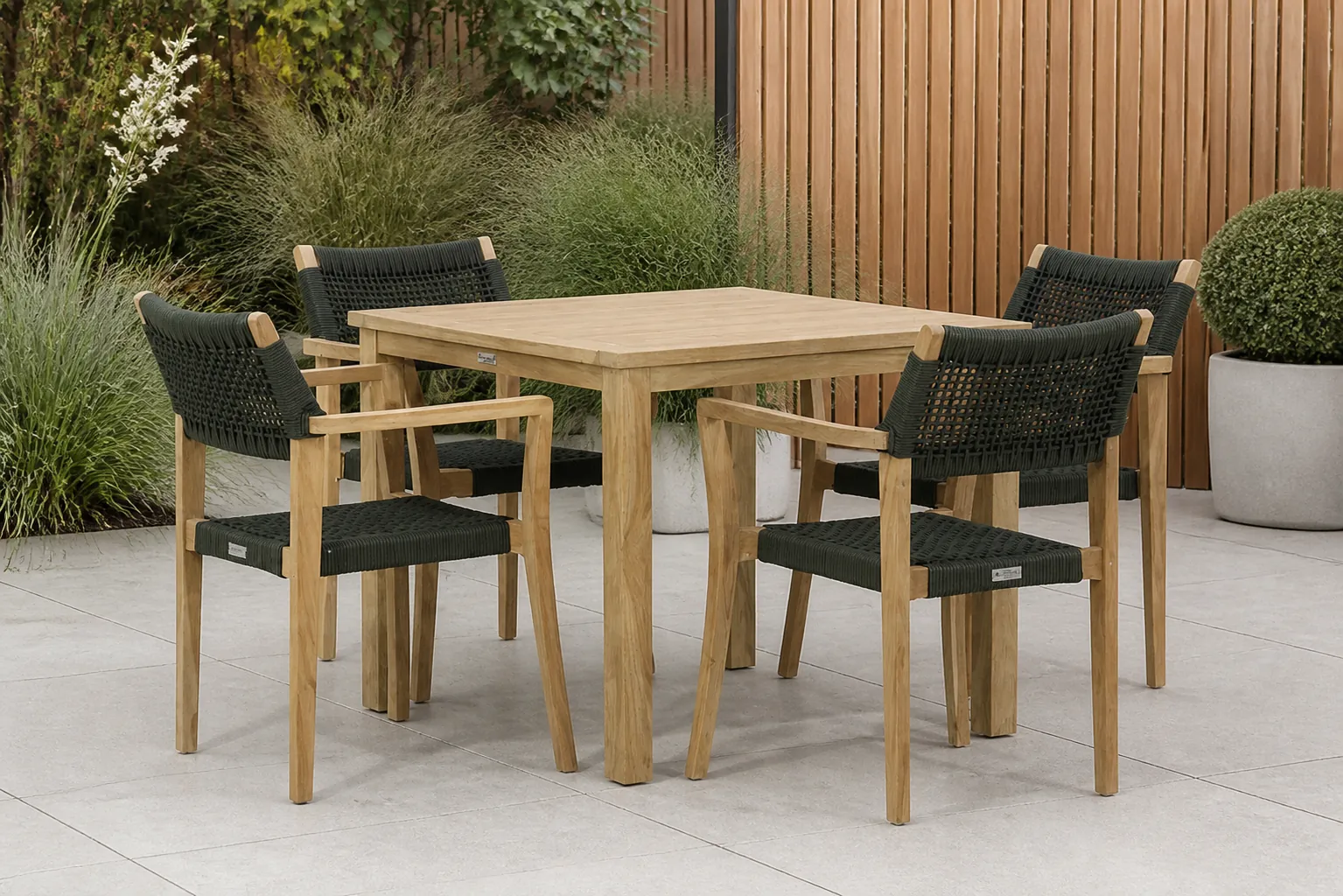 Sfeerfoto van Garden Collections Lifestyle Dallas/Weston 90 cm dining tuinset 5-delig – Groen