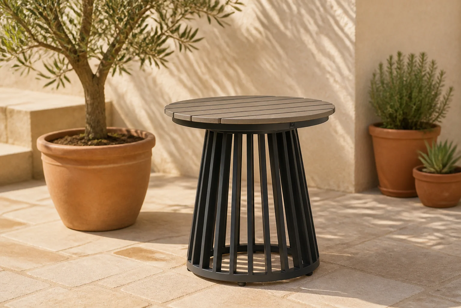 Sfeerfoto van Coco Sorrento loungetafel 45 cm – Grijs-antraciet