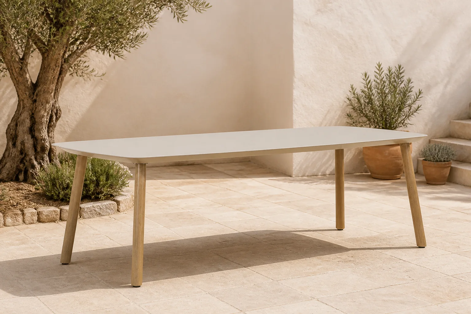 Sfeerfoto van Lifestyle Garden Furniture Bloom dining tuintafel 240 x 100 cm – Taupe-naturel-bruin