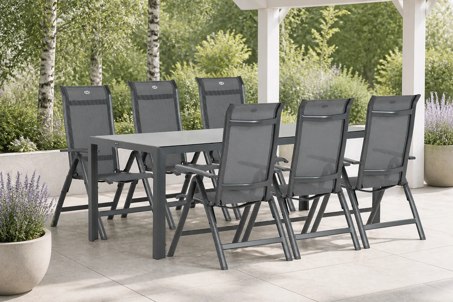 Sfeerfoto van Hartman Alice/Venustas 210 cm dining tuinset 7-delig – Grijs-antraciet