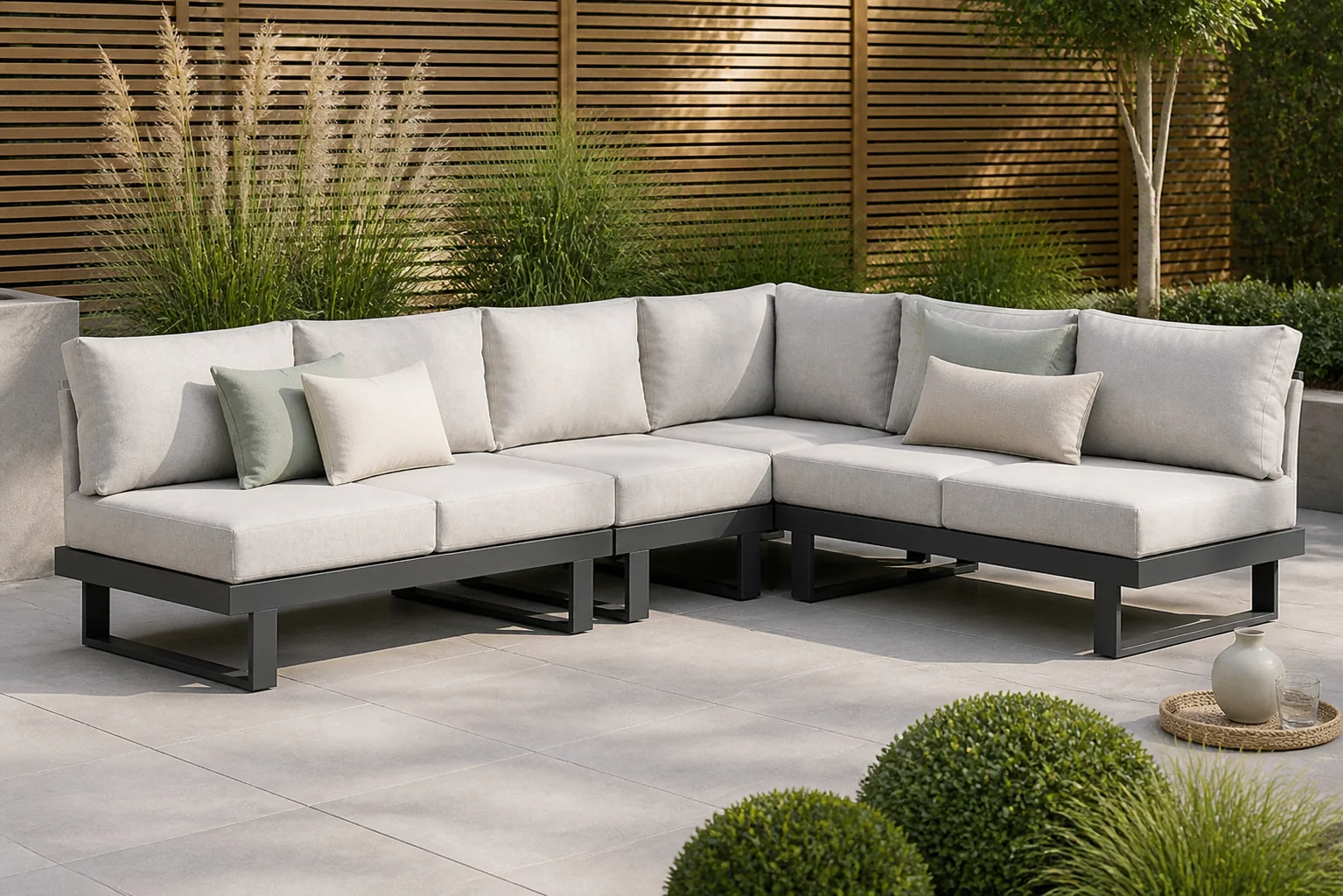 Sfeerfoto van Lifestyle Garden Furniture Lorenzo hoek loungeset 4-delig – Grijs-antraciet