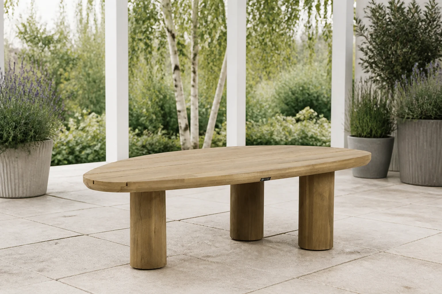 Sfeerfoto van Santika Furniture Riah loungetafel 135 cm – Old teak greywash