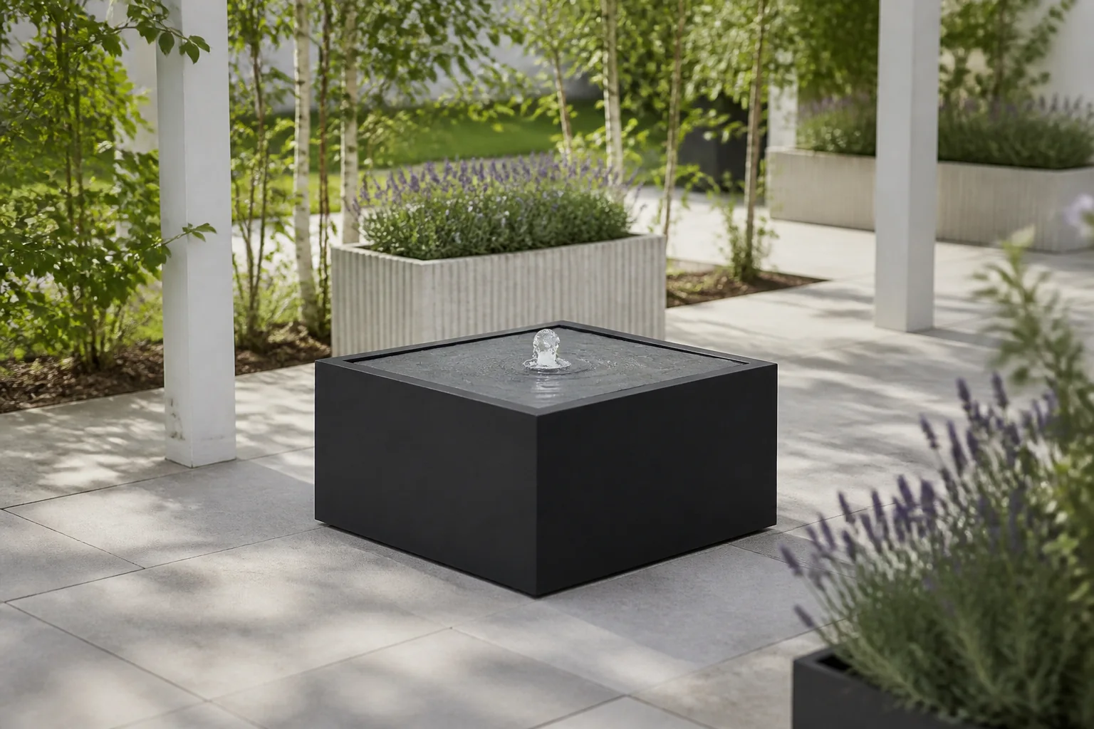Sfeerfoto van Geroba Taula Aluminiuim Watertafel 1000 x 1000 x 400 mm – zwart