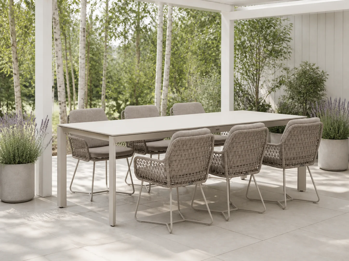 Sfeerfoto van Intenso Furniture Trasimeno/Sestino 220cm dining tuinset 7-delig – Taupe