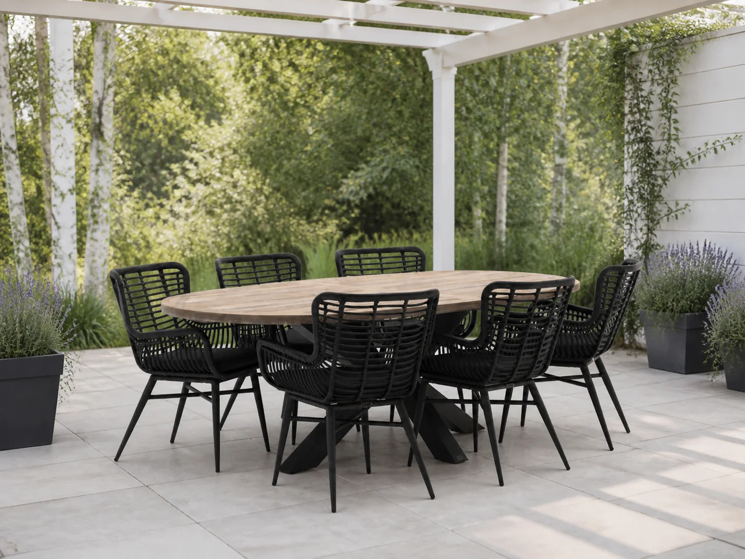 Sfeerfoto van Intenso Furniture Asti/Rough-Y Ellips 240cm dining tuinset 7-delig – Grijs