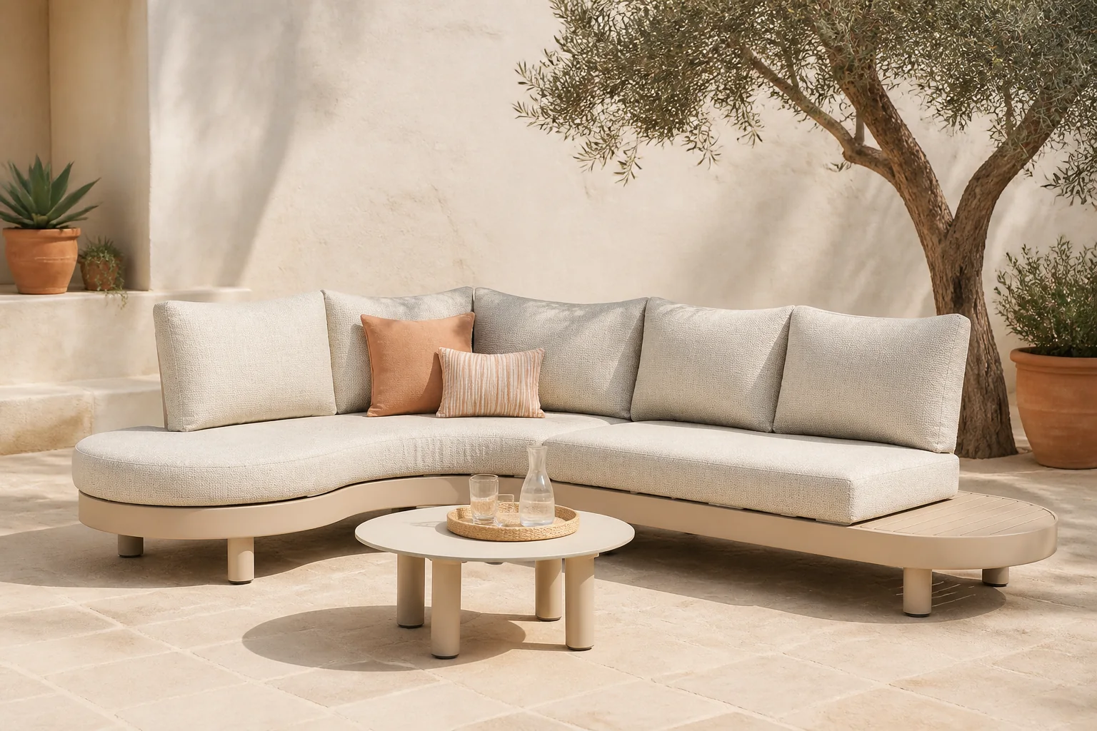 Sfeerfoto van Lifestyle Garden Furniture Elanio organisch loungeset 3-delig – Zand/Beige