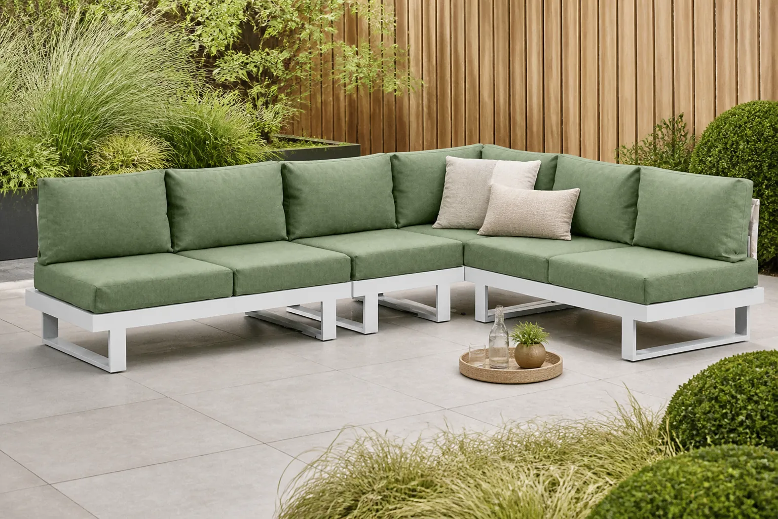 Sfeerfoto van Lifestyle Garden Furniture Lorenzo hoek loungeset 4-delig – Wit