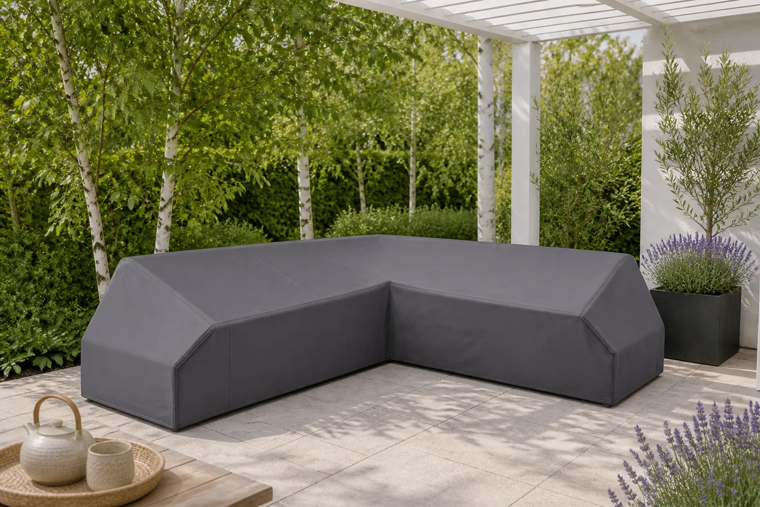Sfeerfoto van Platinum AeroCover | Loungesethoes 275 x 275 x 90 x 30-45-70(h) | L-Platform