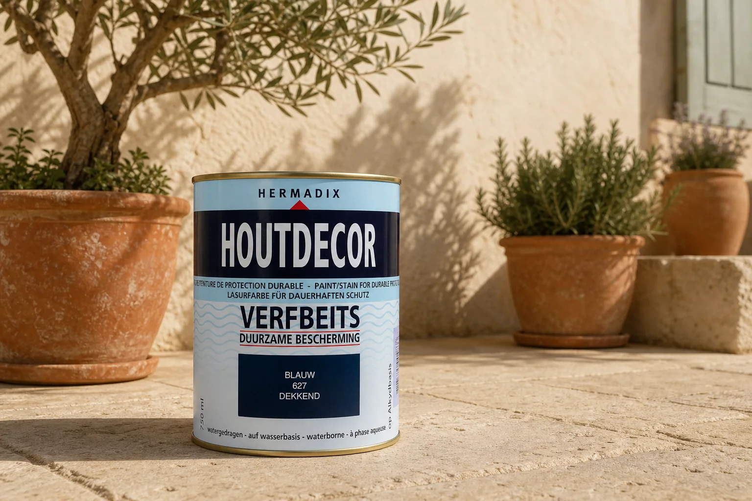 Sfeerfoto van Hermadix Houtdecor 627 blauw 750 ml