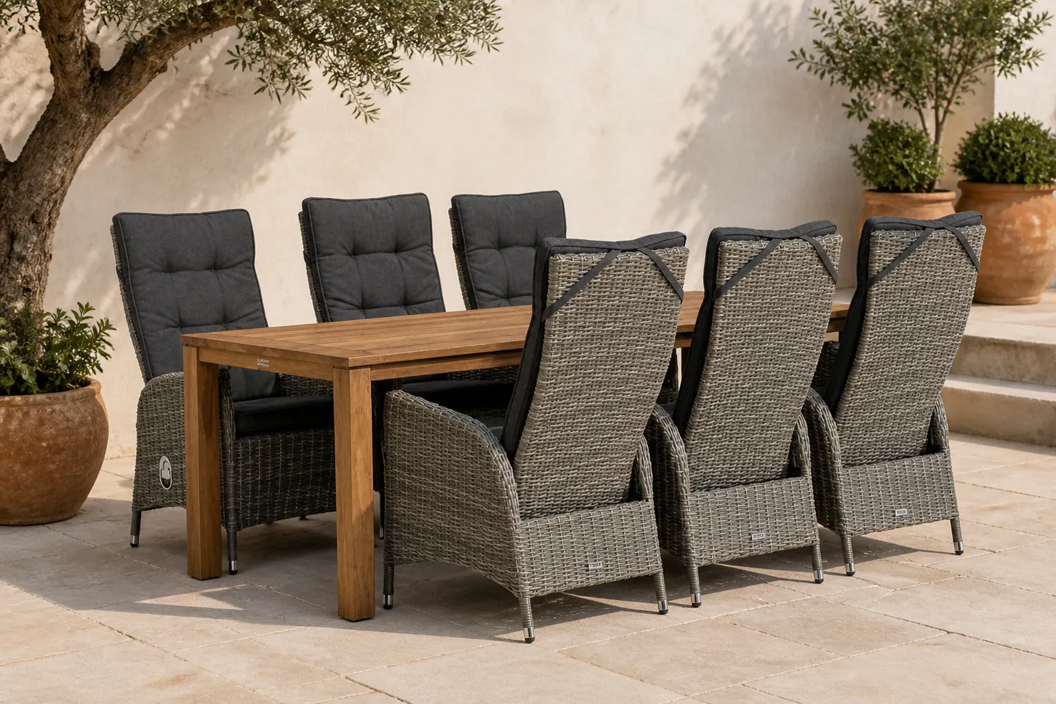 Sfeerfoto van Garden Collections Lincoln/Bristol 220 cm dining tuinset 7-delig – Grijs-antraciet