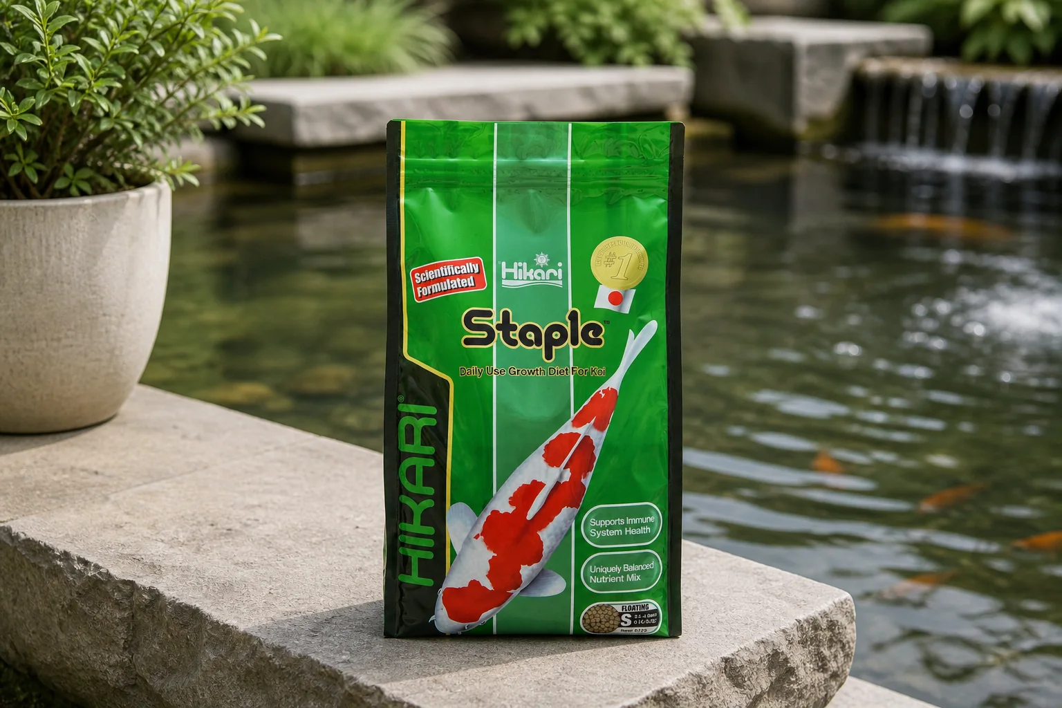 Sfeerfoto van Hikari Visvoer Staple mini 2 kg