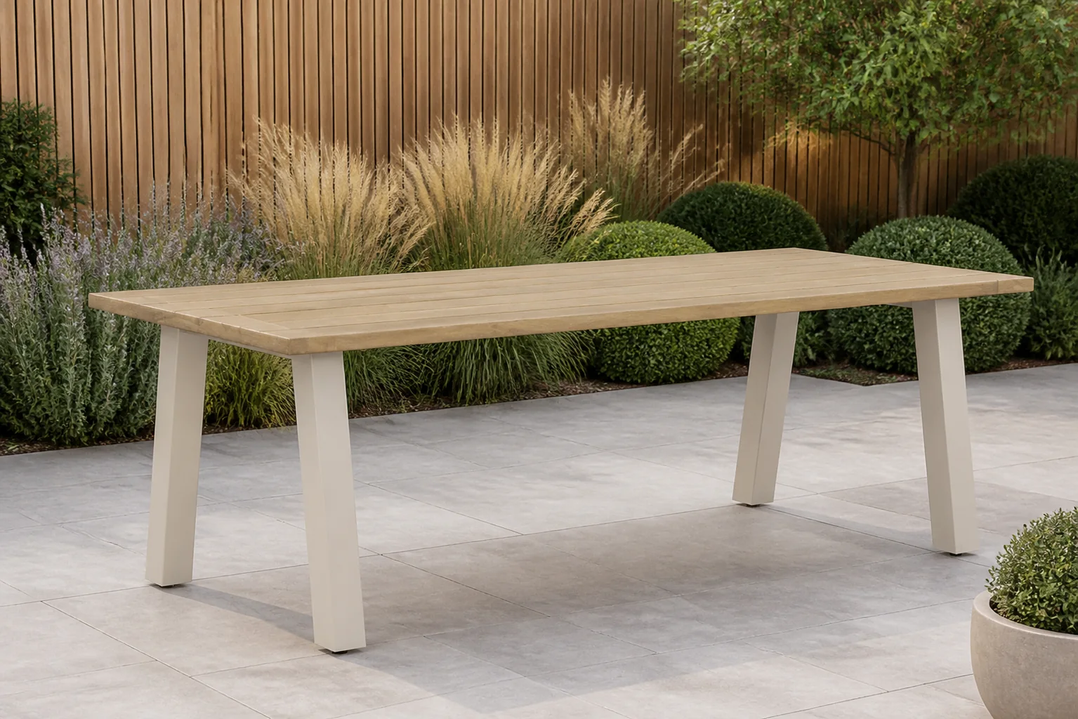 Sfeerfoto van Lifestyle Garden Furniture Glasgow dining tuintafel 240 x 100 cm – Taupe-naturel-bruin