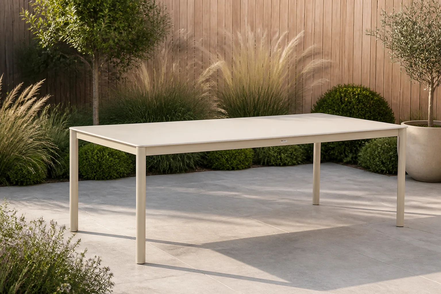 Sfeerfoto van Coco Como dining tuintafel 220 x 100 cm – Taupe-naturel-bruin