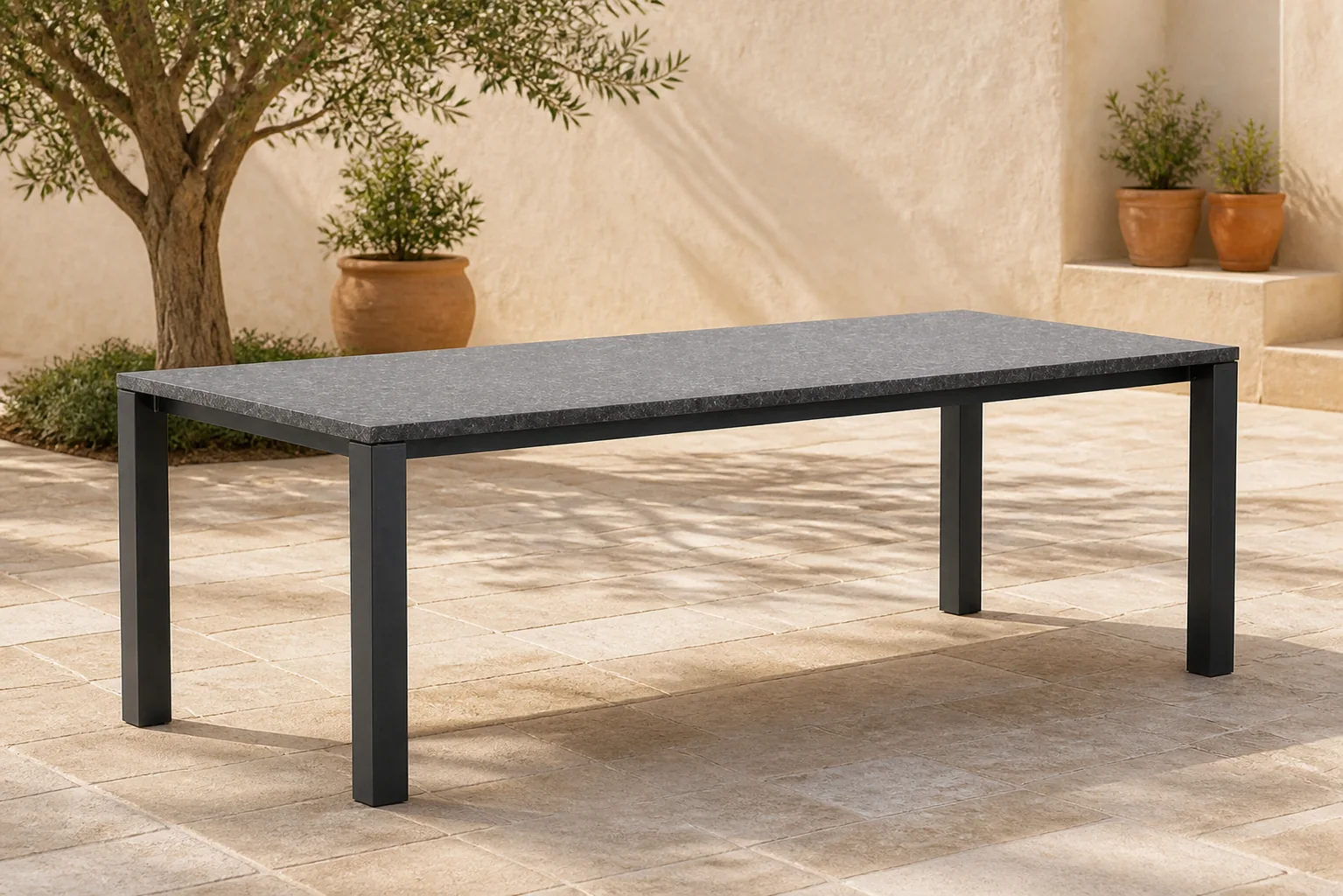 Sfeerfoto van Van Dijk Munster dining tuintafel 220 x 100 cm – Grijs-antraciet