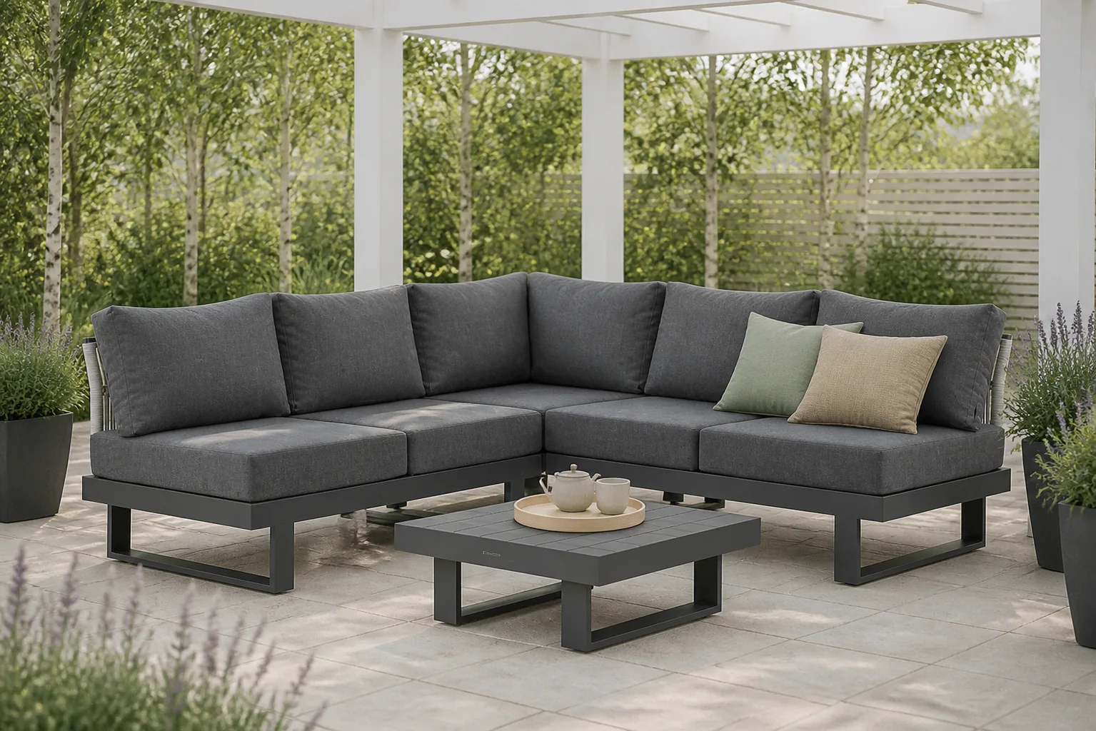Sfeerfoto van Lifestyle Garden Furniture Lorenzo hoek loungeset 4-delig – Grijs-antraciet