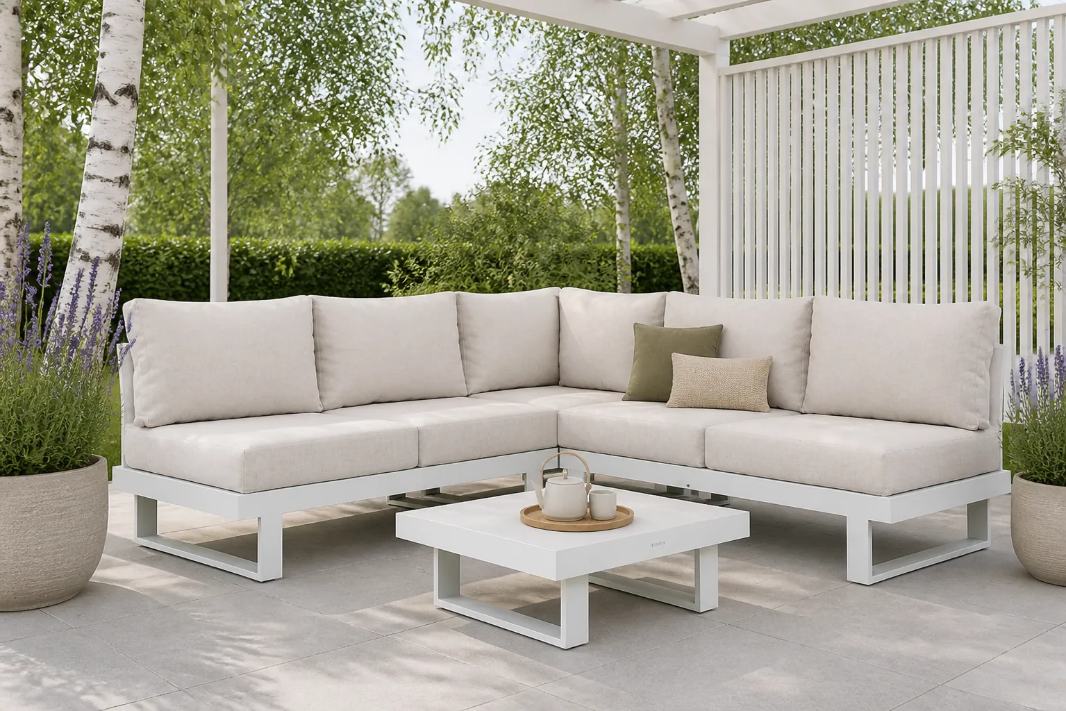Sfeerfoto van Lifestyle Garden Furniture Lorenzo hoek loungeset 4-delig – Wit