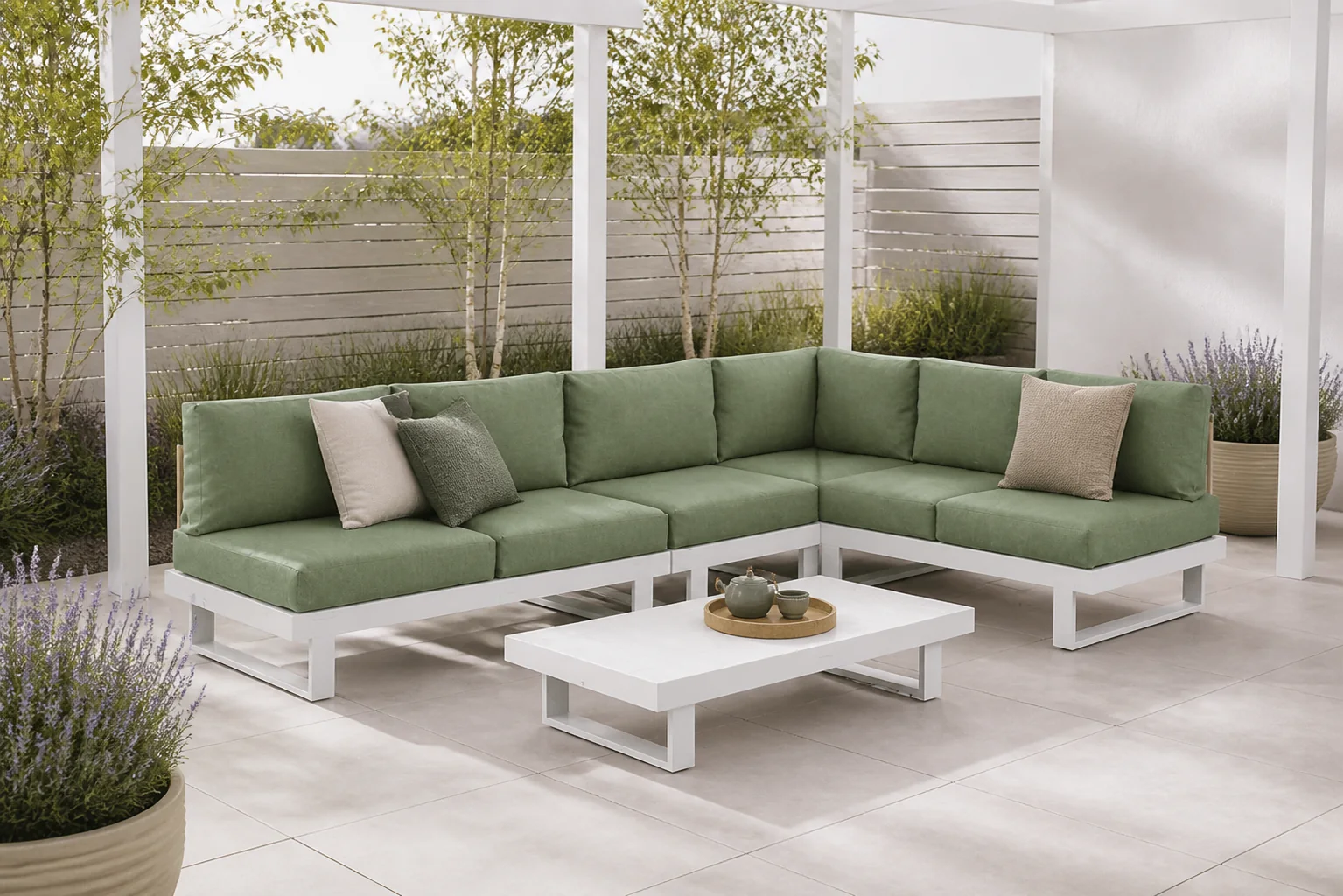 Sfeerfoto van Lifestyle Garden Furniture Lorenzo hoek loungeset 5-delig – Wit