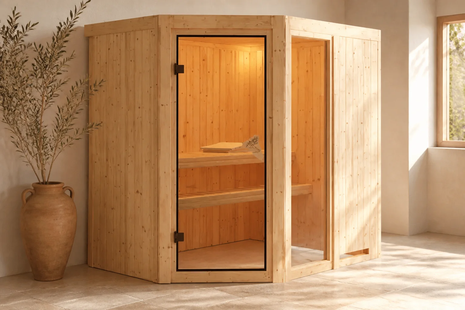 Sfeerfoto van Karibu | Fiona 1 Sauna met Dakkraag