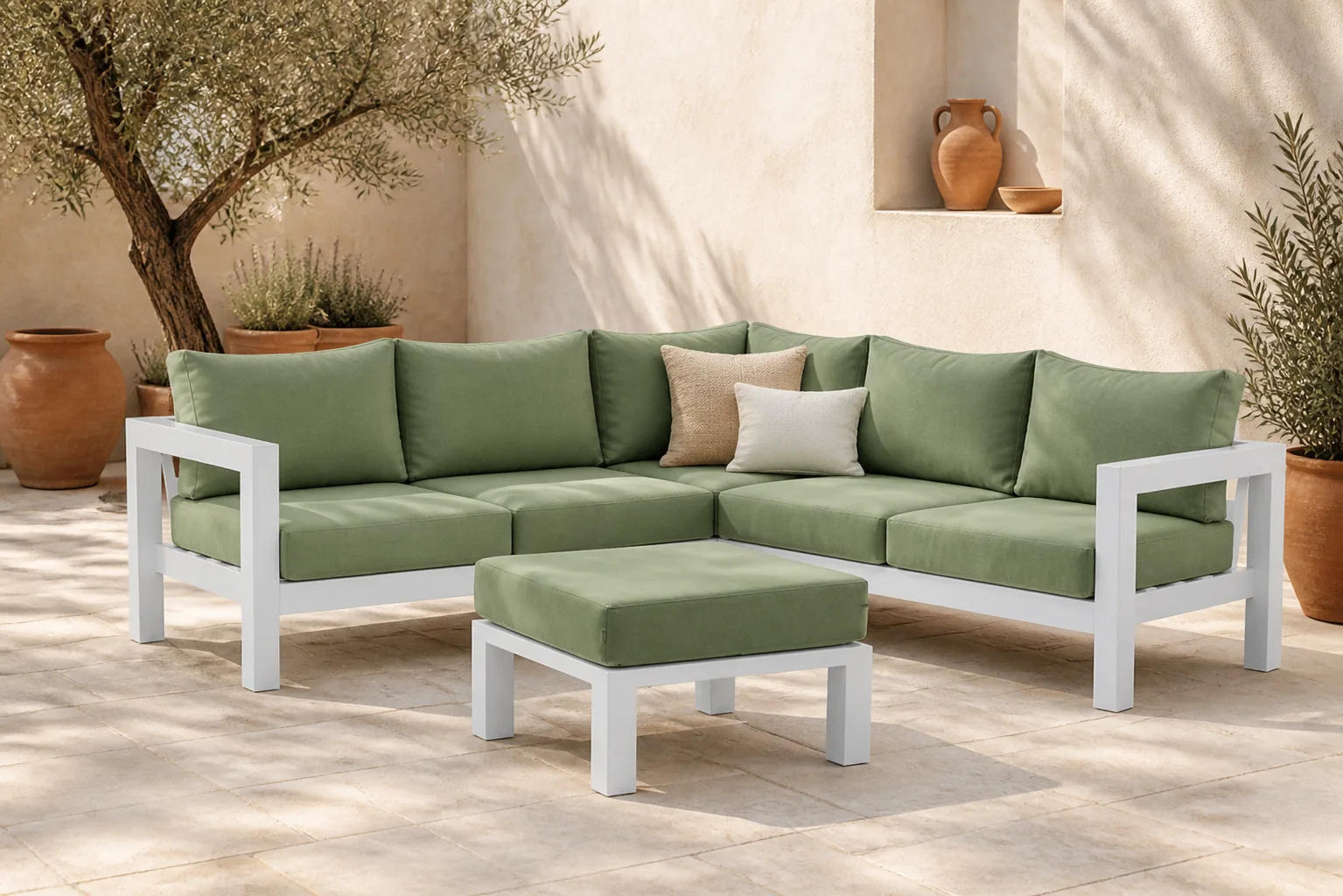 Sfeerfoto van Lifestyle Garden Furniture Luca hoek loungeset 4-delig – Wit