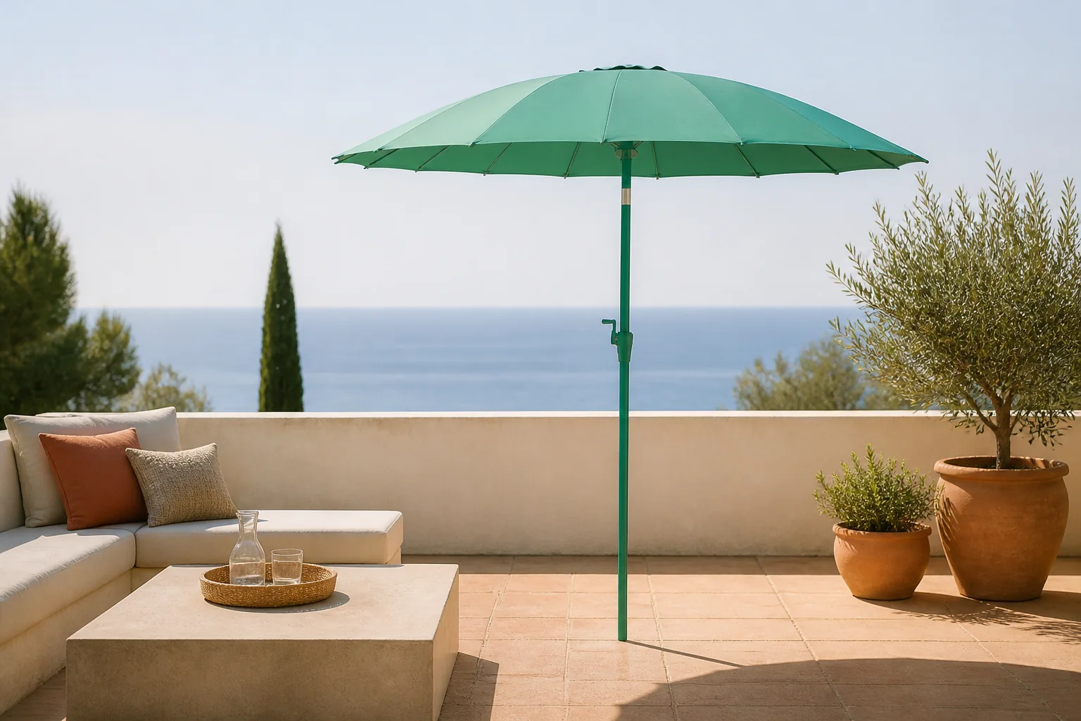 Sfeerfoto van Zuiver stokparasol Sunshine – Groen