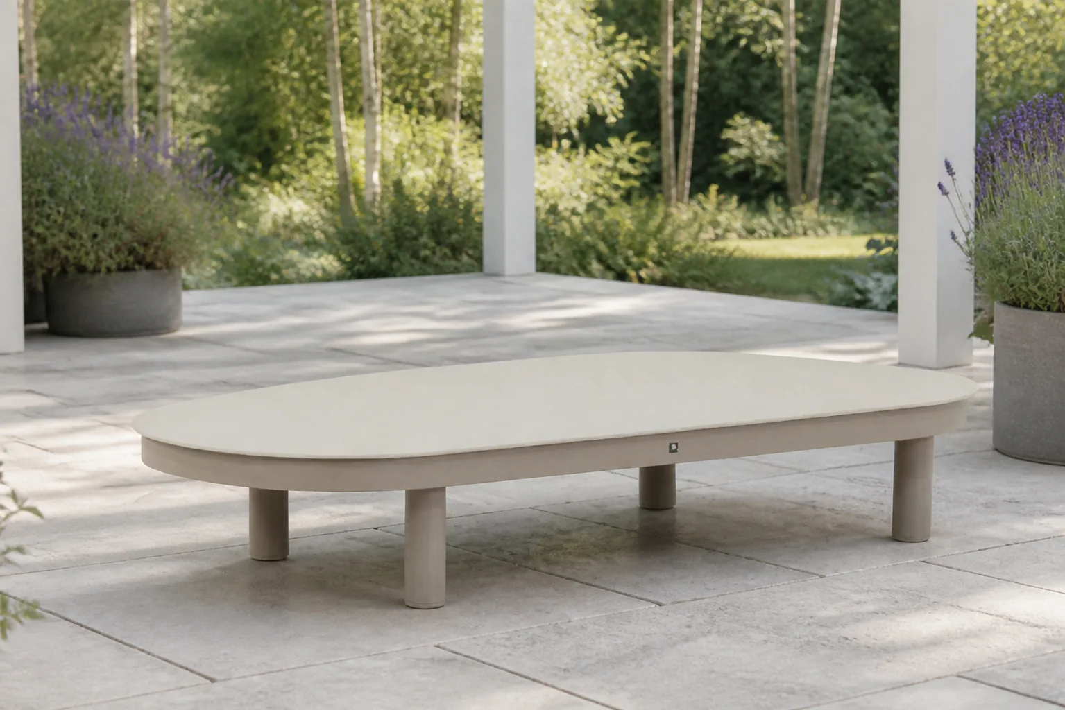 Sfeerfoto van Santika Furniture Bario loungetafel – Taupe-naturel-bruin