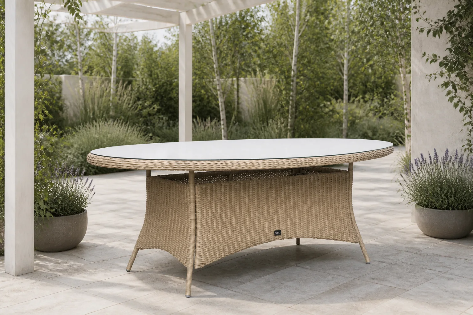 Sfeerfoto van Denza Furniture Madrid dining tuintafel 6 personen | wicker | Royal Sand | 200cm ovaal
