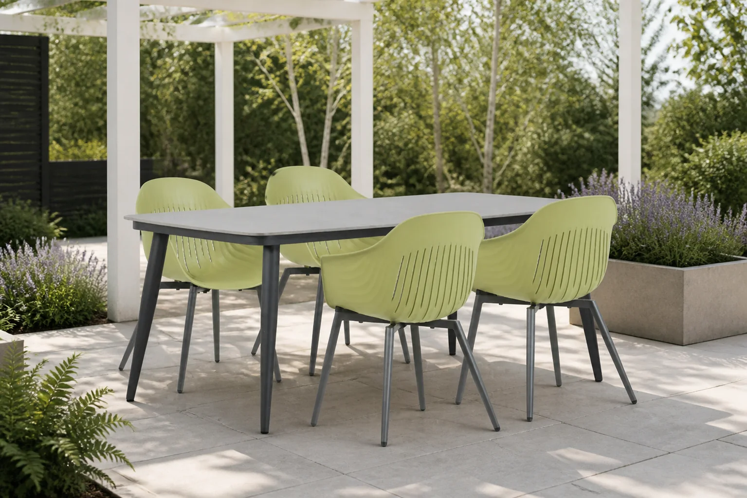 Sfeerfoto van Lifestyle Garden Furniture Lissabon/Vienna 180 cm dining tuinset 5-delig – Groen