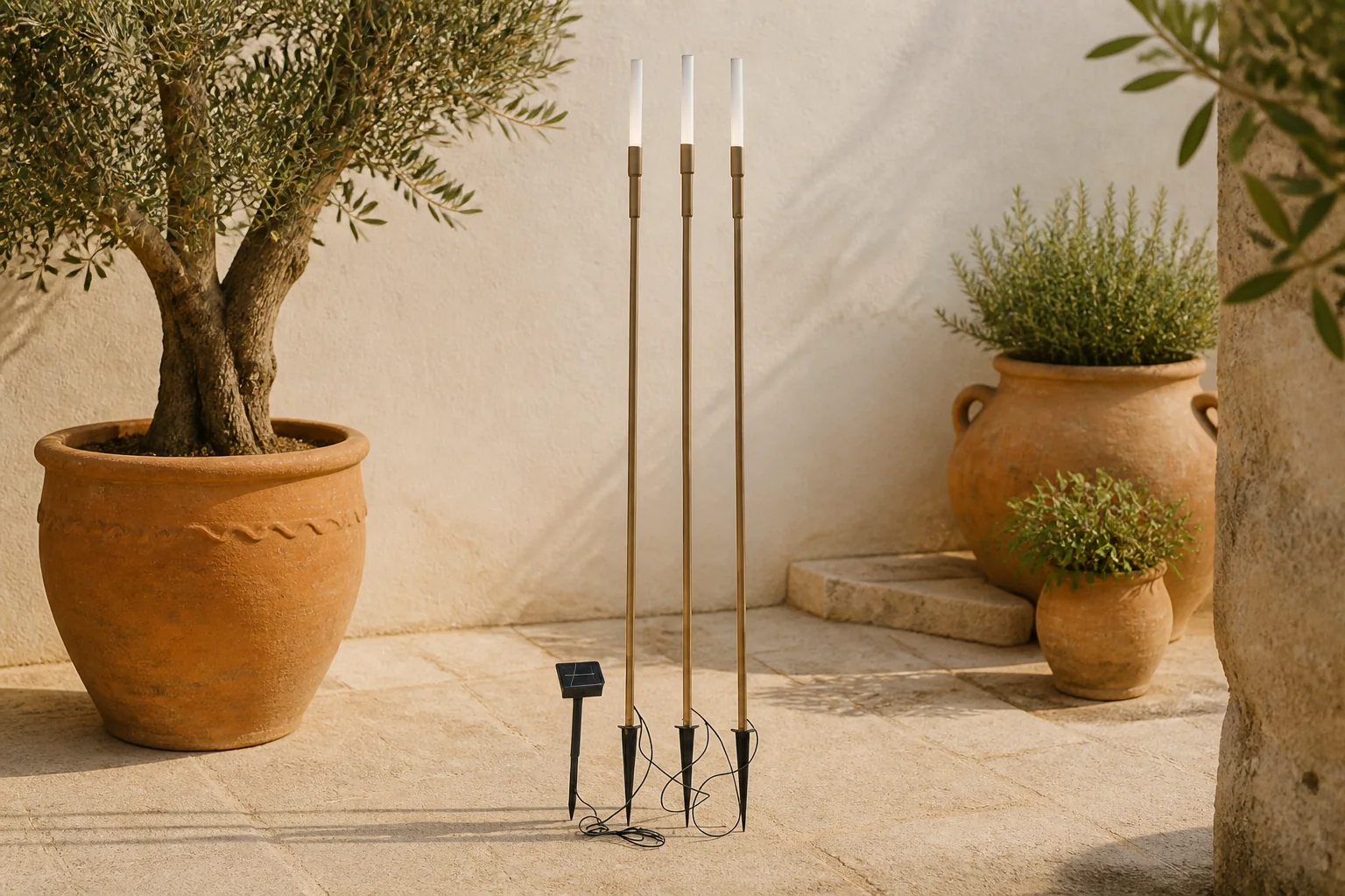 Sfeerfoto van Luxform tuinsteker solar Ronda – beige